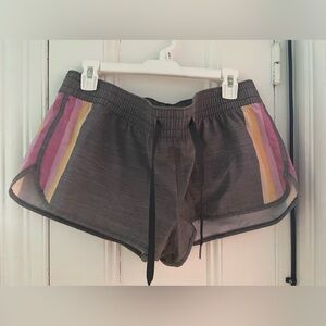Rip Curl Gray Women's Shorts with Pink and Yellow Accents